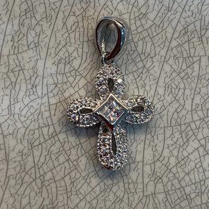 Silver Cross Pendant with Fabulously Cut Crystal in the Center